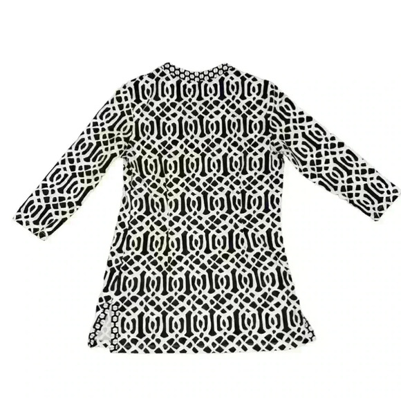 J. McLaughlin Catalina Tunic 3/4 sleeves M, Black white spring performance - Picture 7 of 7